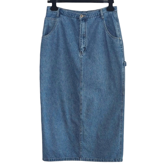 Paul Harris Blue Denim Carpenter Style Maxi Skirt Vintage Retro Y2K 12 - Picture 1 of 12